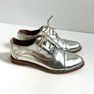 Anthropologie | All Black Silver Metallic Brogues